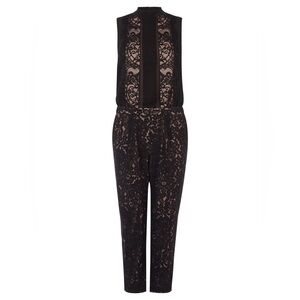 NWOT Karen Millen Size 2 One-Piece Sleeveless Lace & Silk Jumpsuit